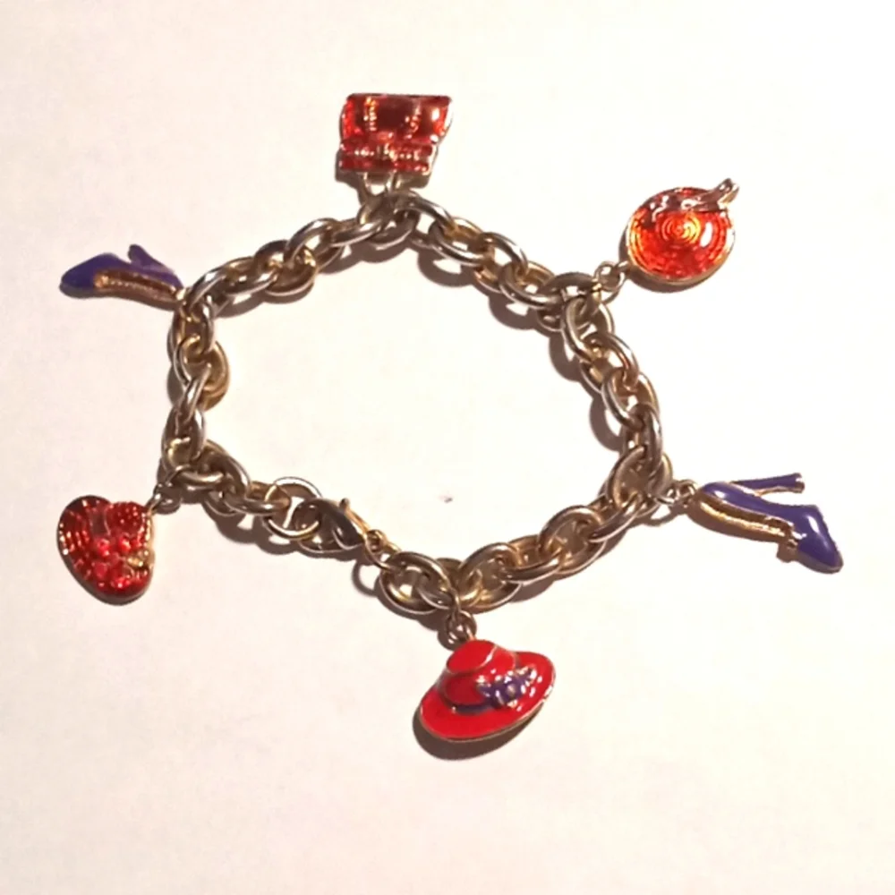 Vintage Red Hat Charm Bracelet